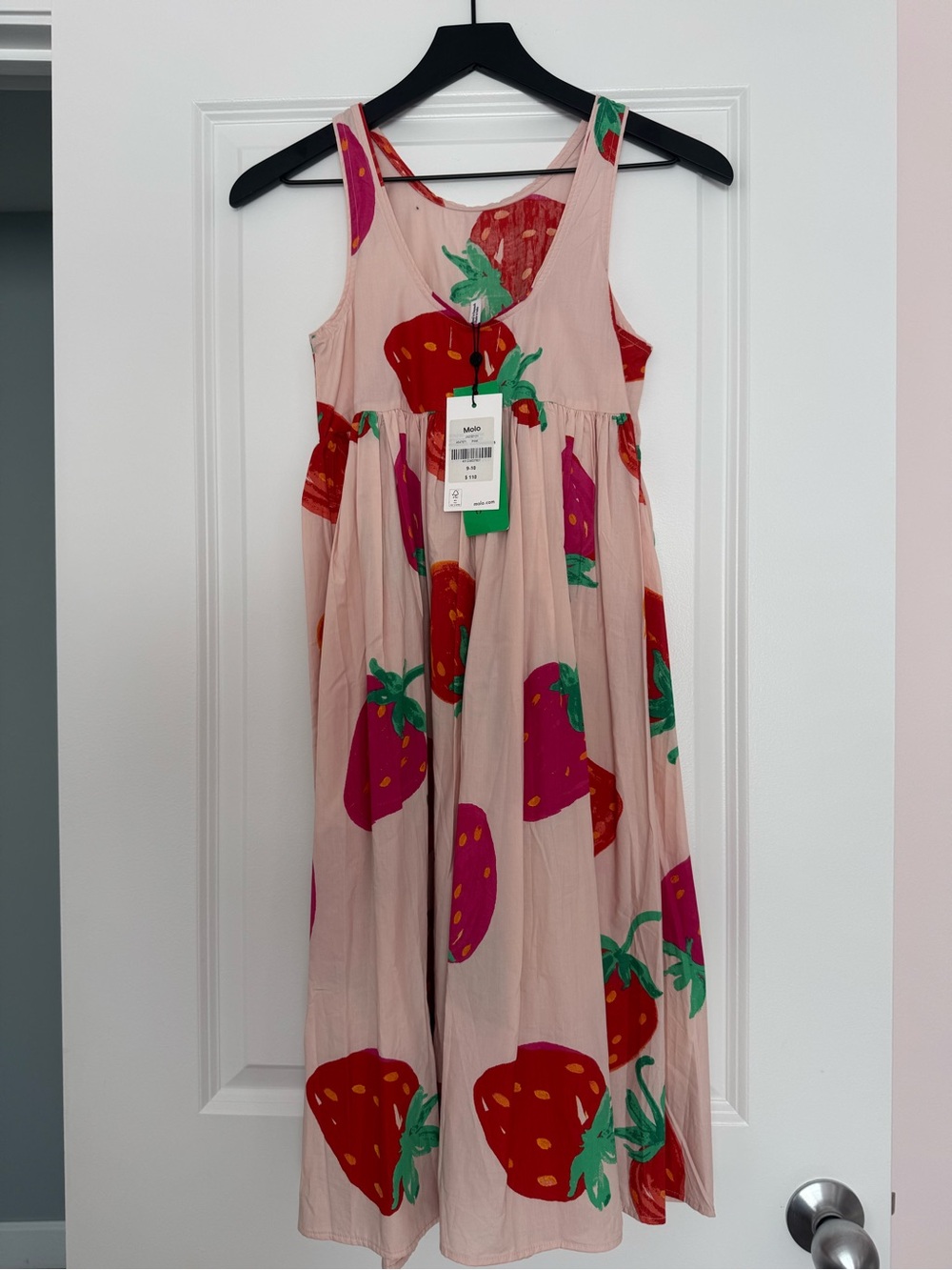 Molo Pink Floral Print Sleeveless Dress with Red Accents